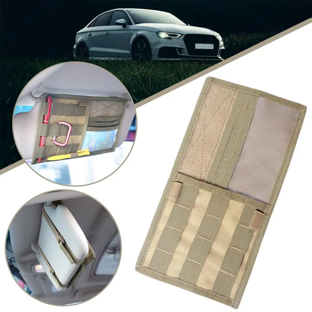 

Multifunctional Tactical Car Sun Visor Storage Bag Organizer Interior Leisure Sports Storage Car Clip Accessories U9W2