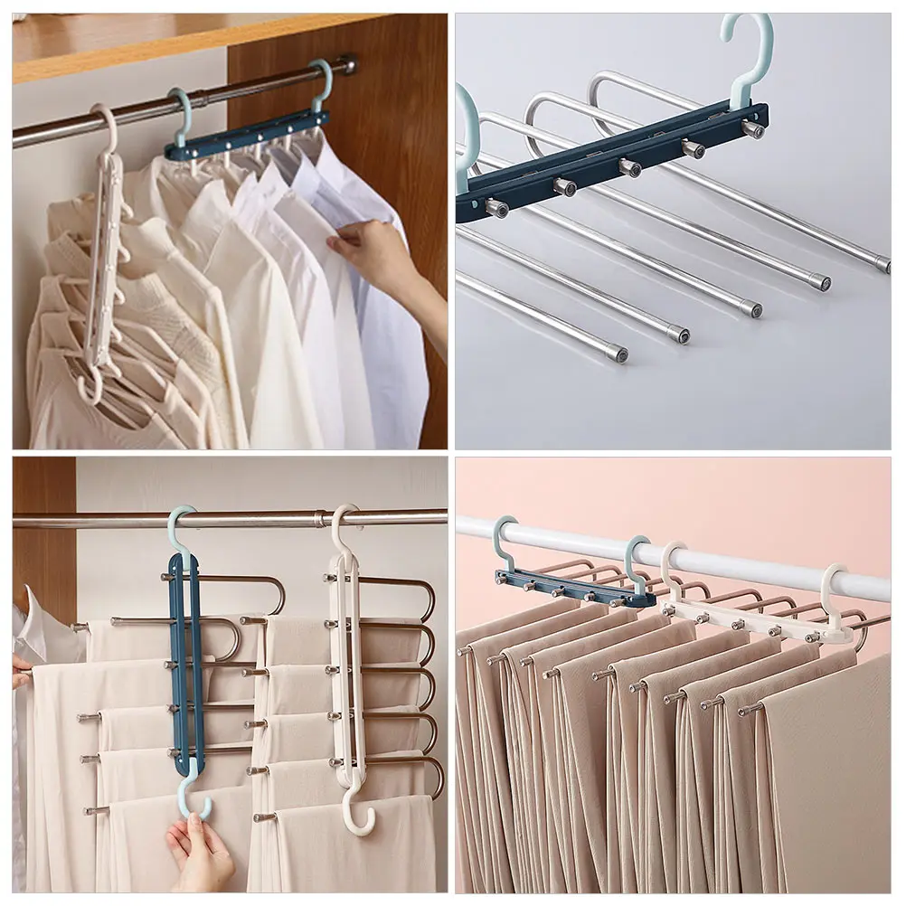 

Multi Layer Pants Hanger Stainless Steel PP Wardrobe ganizer Trouser Rack Clothes Storage Closet Space Saver Efficient
