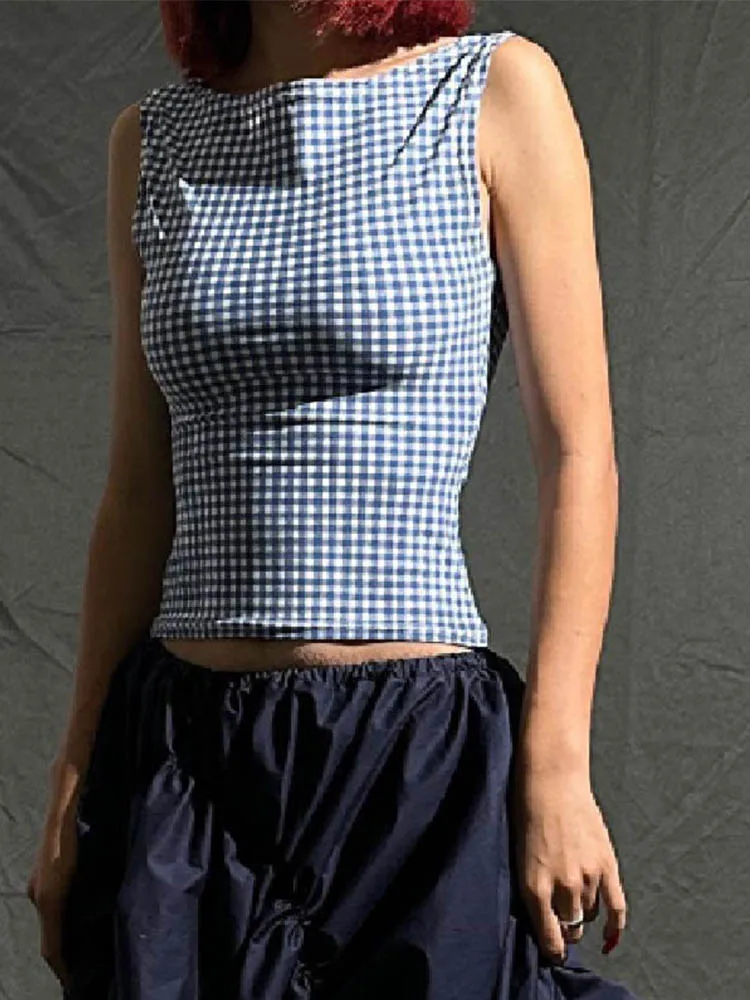 سترة صيفية غير رسمية لعام 2025 ملابس شارع منقوشة على الموضة الكورية سترة خلفية مكثفة على شكل فراشة مطبوعة بدون أكمام قطع علوية ضيقة على الموضة #5