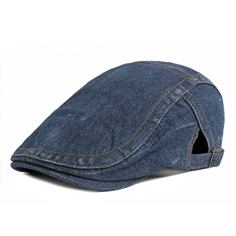 Denim Newsboy Hats Adjustable Ivy Flat Cap Beret Gatsby Cabbie Driving Hat for Men Women Youth Teenagers Vintage