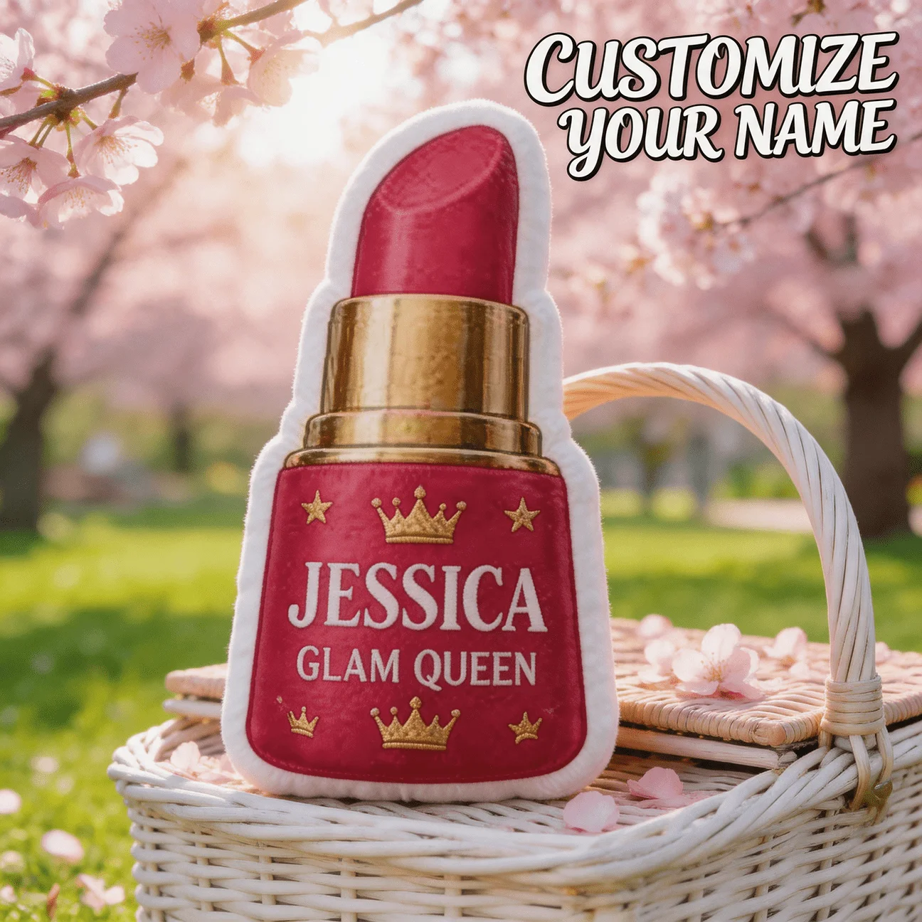 Custom Personalized Photo Lipstick Shaped Pillow, Glam Queen Design Custom Picture Decorative Cushion, 70CM Large Size Accent Pi