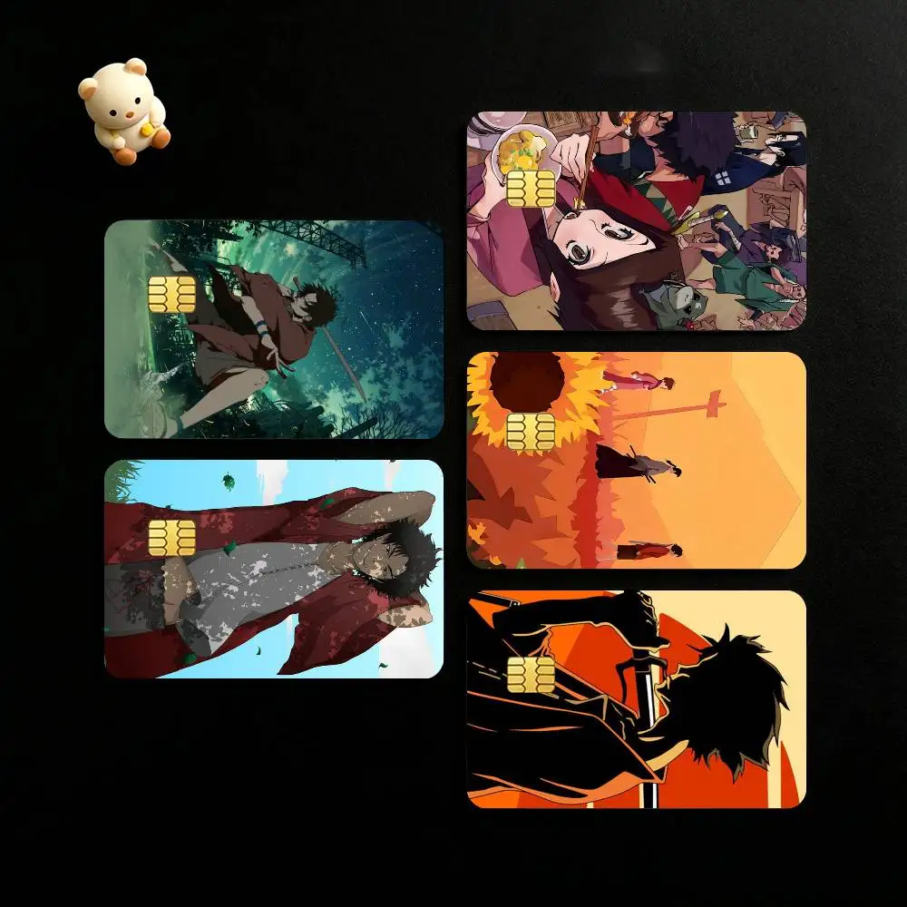 Hot Anime S-Samurai C-Champloo Credit Card HD Stickers Game Card Decal Small Chip Waterproof Sticker Gift