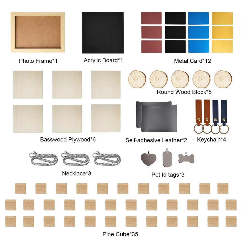 Ensemble de 72 étiquettes vierges compatibles avec la découpe et la gravure au laser, pour graveur laser, artisanat personnalisé, cadeau