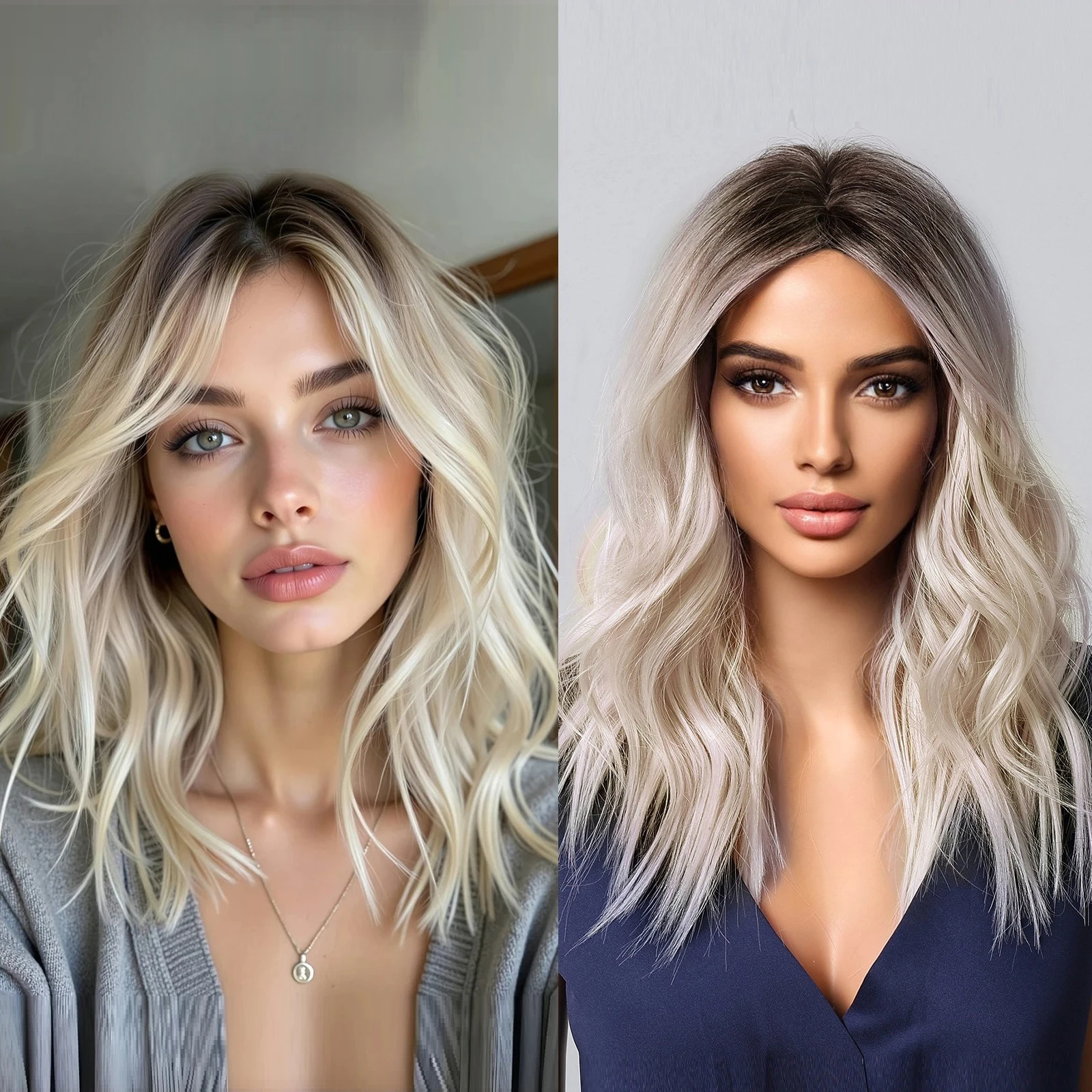 

Wig Female Blonde European American Shoulder Long Medium Short Curly Hair Mechanism High Temperature Silk Non-lace Headgear