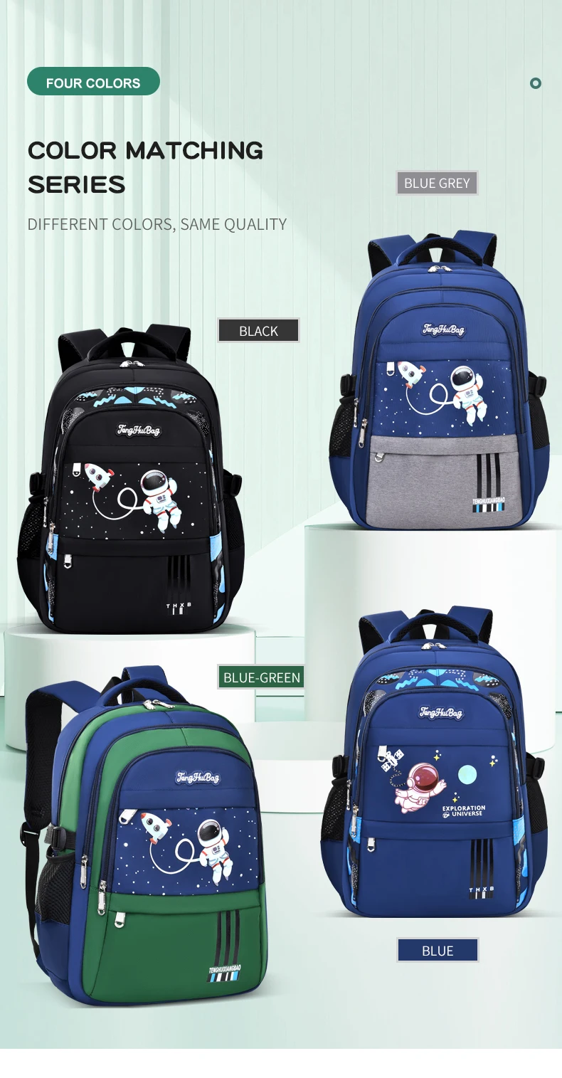 Grundschüler Schultasche Jungen 1,2,3,4,5,6 Klassen 6-12 Jahre alt Astronaut Umhängetasche Laptop Rucksack Wasserdicht WEA – Detail 2