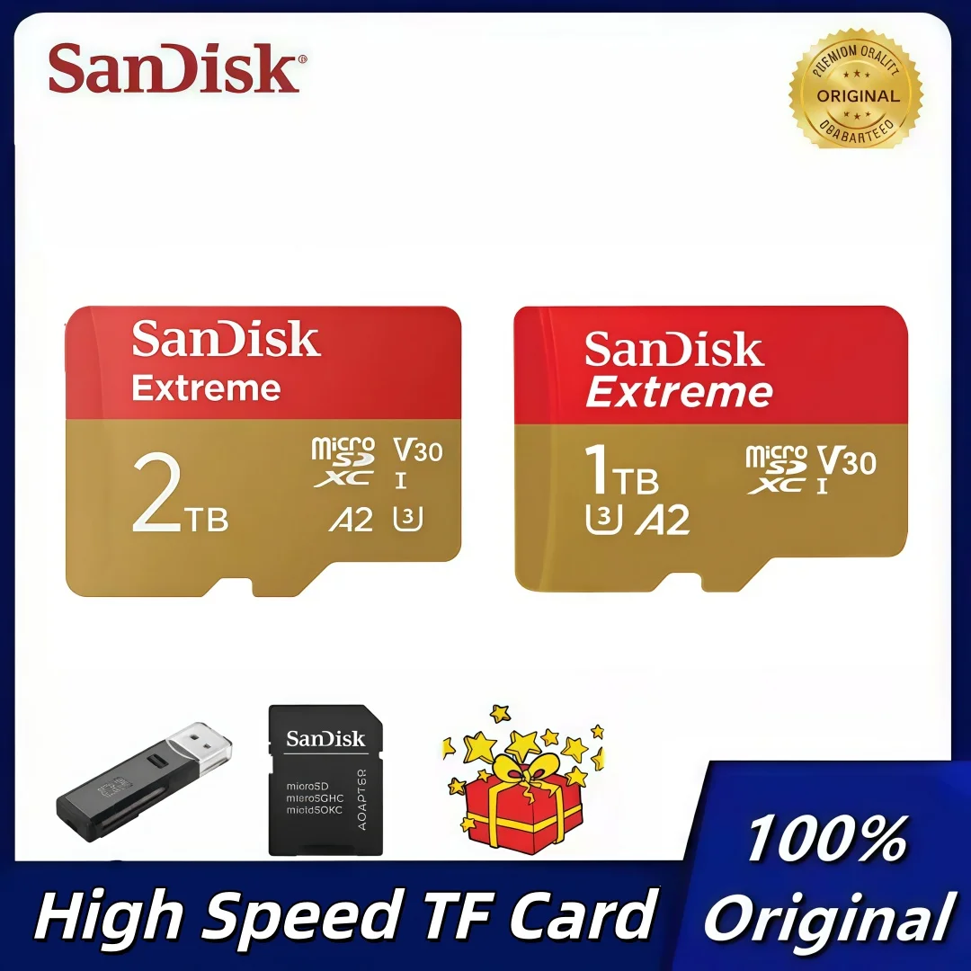

High Speed Sandisk Extreme 2TB Micro SD Card A2 V30 Micro SDXC Flash Card 1TB 2TB MicroSD Card 190MB/s TF Card for Phone Tablet
