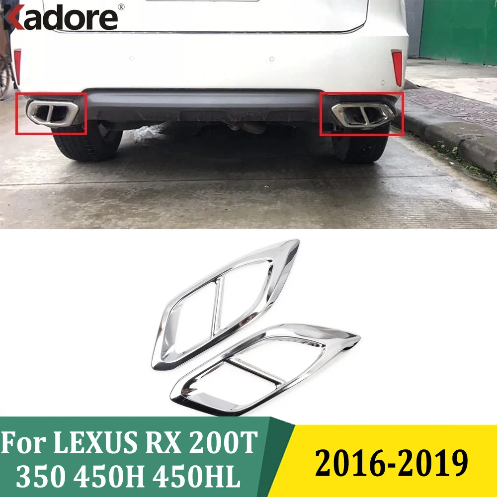 For LEXUS RX 200T 350 2016 2017 2018 2019 Exhaust Muffler Silencer Cover Car Styling Exterior Accessories Stainless Steel