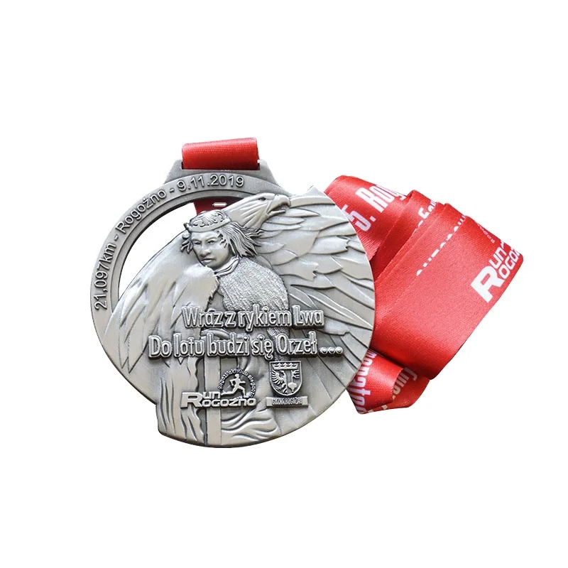 Zinc Alloy Antique Silver Cut Running Medals, Custom Medal, High Quality