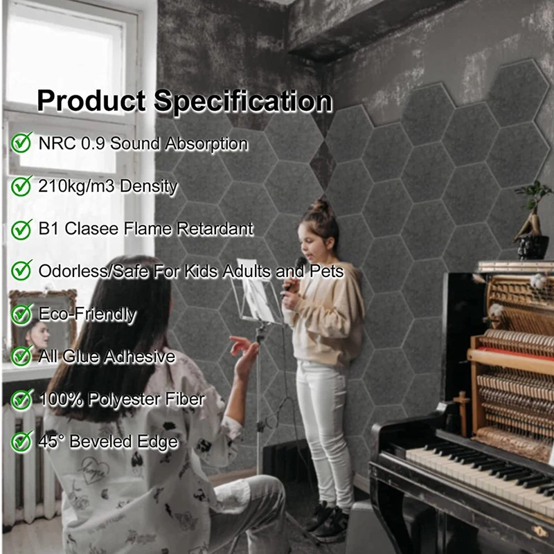 New16 Pack Acoustic Panel Hexagon Sound Insulation Foam Wall Panels Self-Adhesive Acoustic Panel,For Recording Studio,Etc