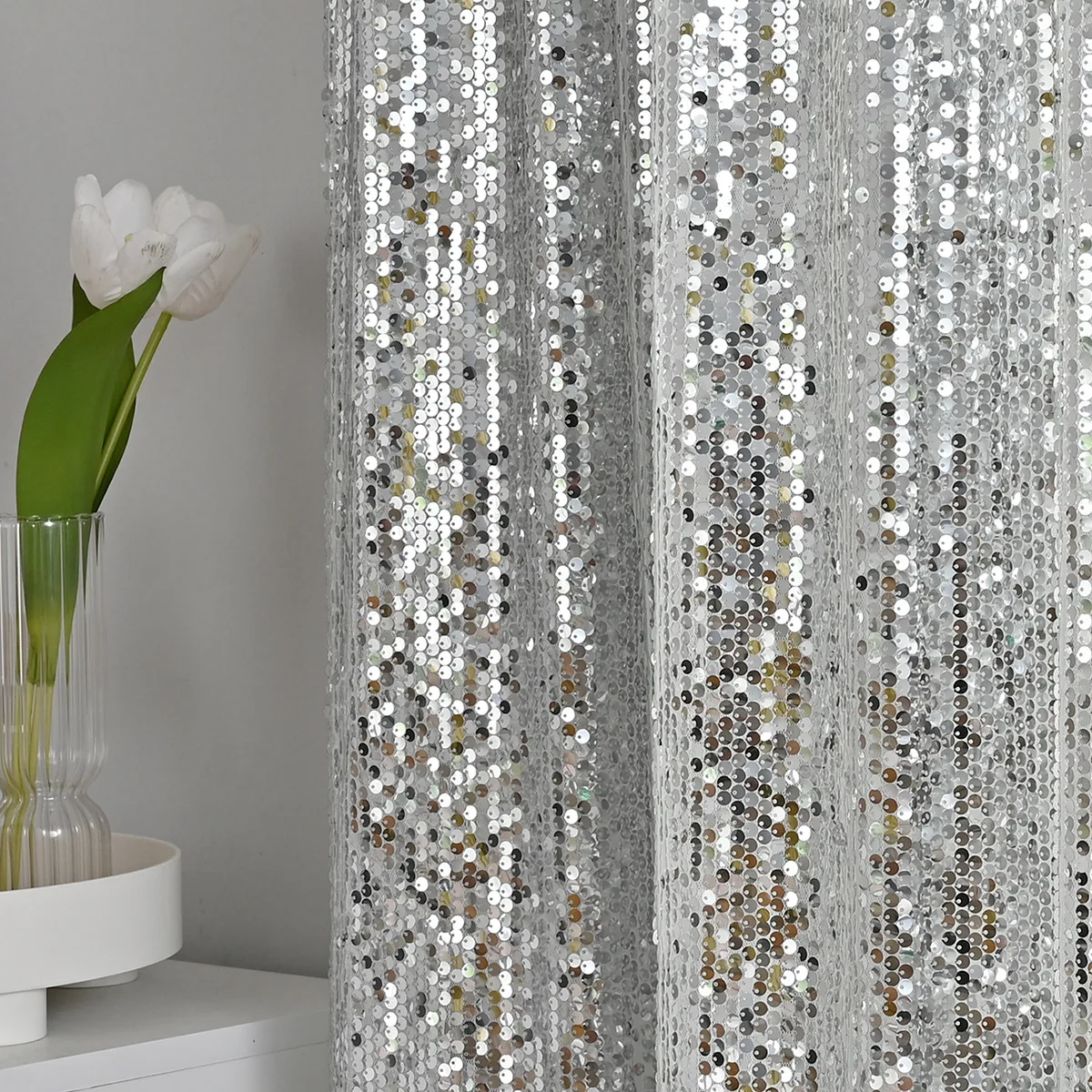 1 Piece Of Embroidered Sequin Pole Curtain For Wedding Birthday Wedding New Year's Party Decoration Background Cloth