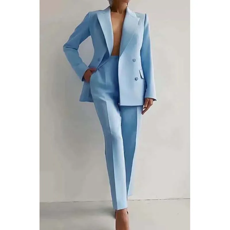 

Business Office 2 PCS Set Female Slim Blazer Outfits Sets 2026 Women's Lapel Button Coat Jacket and Pencil Pants Suit Sets