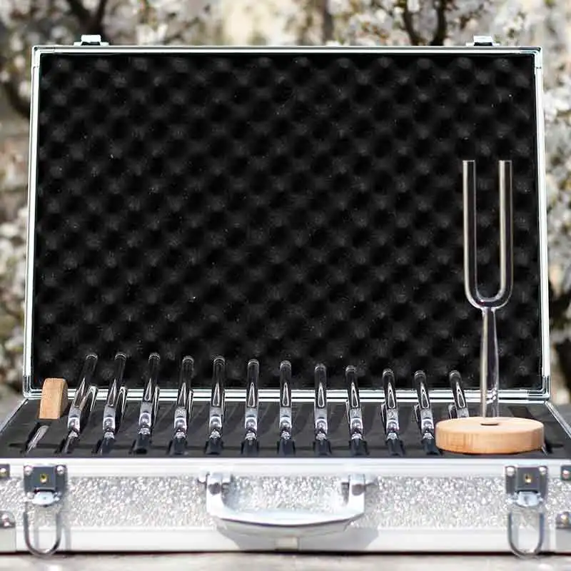 Crystal Tuning Fork Set Meditation Yoga Sound Healing Tuning Forks Transparent Handmade Quartz Fork Percussion Instruments