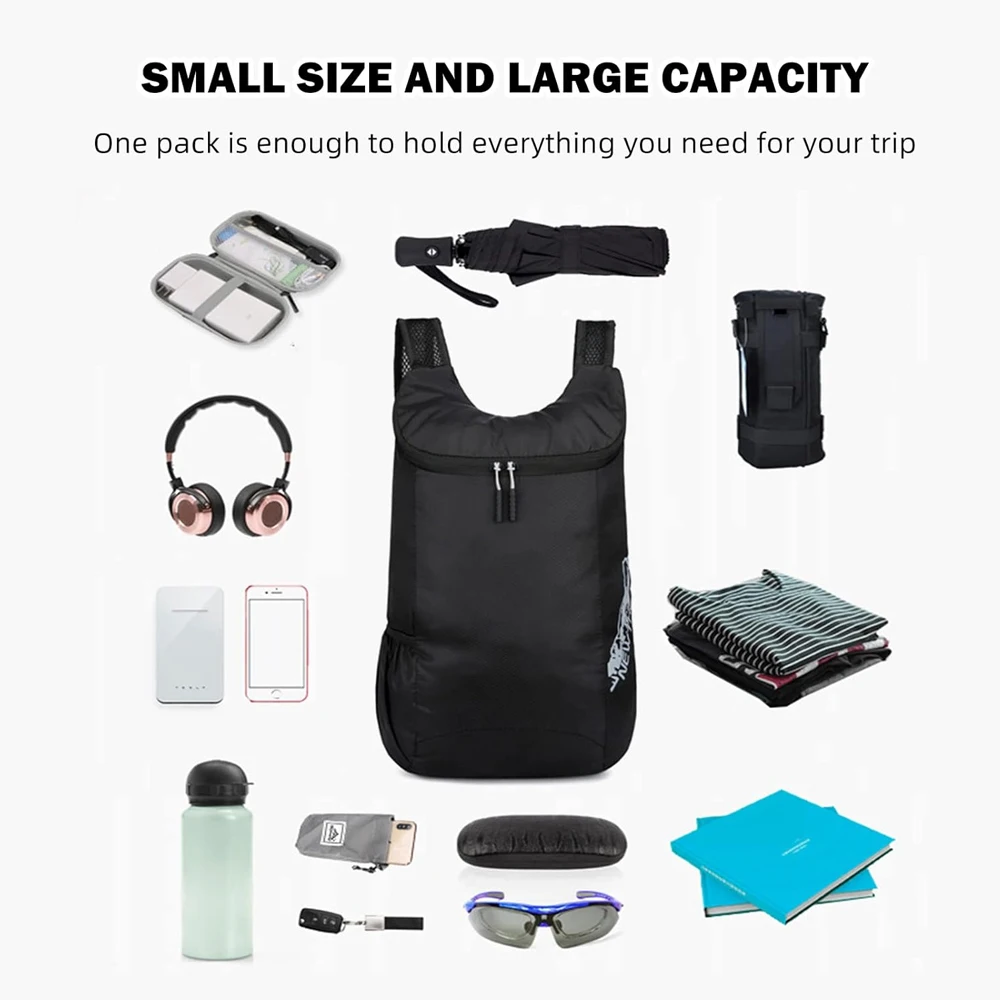 1PCS Ultra-Light Packable Hiking Backpack Water-Resistant Durable Adjustable Straps Unisex for Camping Travel Outdoor Daypack
