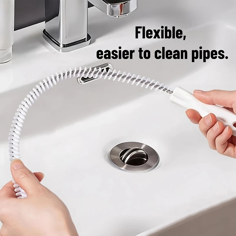 3-piece set of flexible and bendable drain cleaning brush, hair catcher for cleaning bathroom and kitchen sink sewage pipes