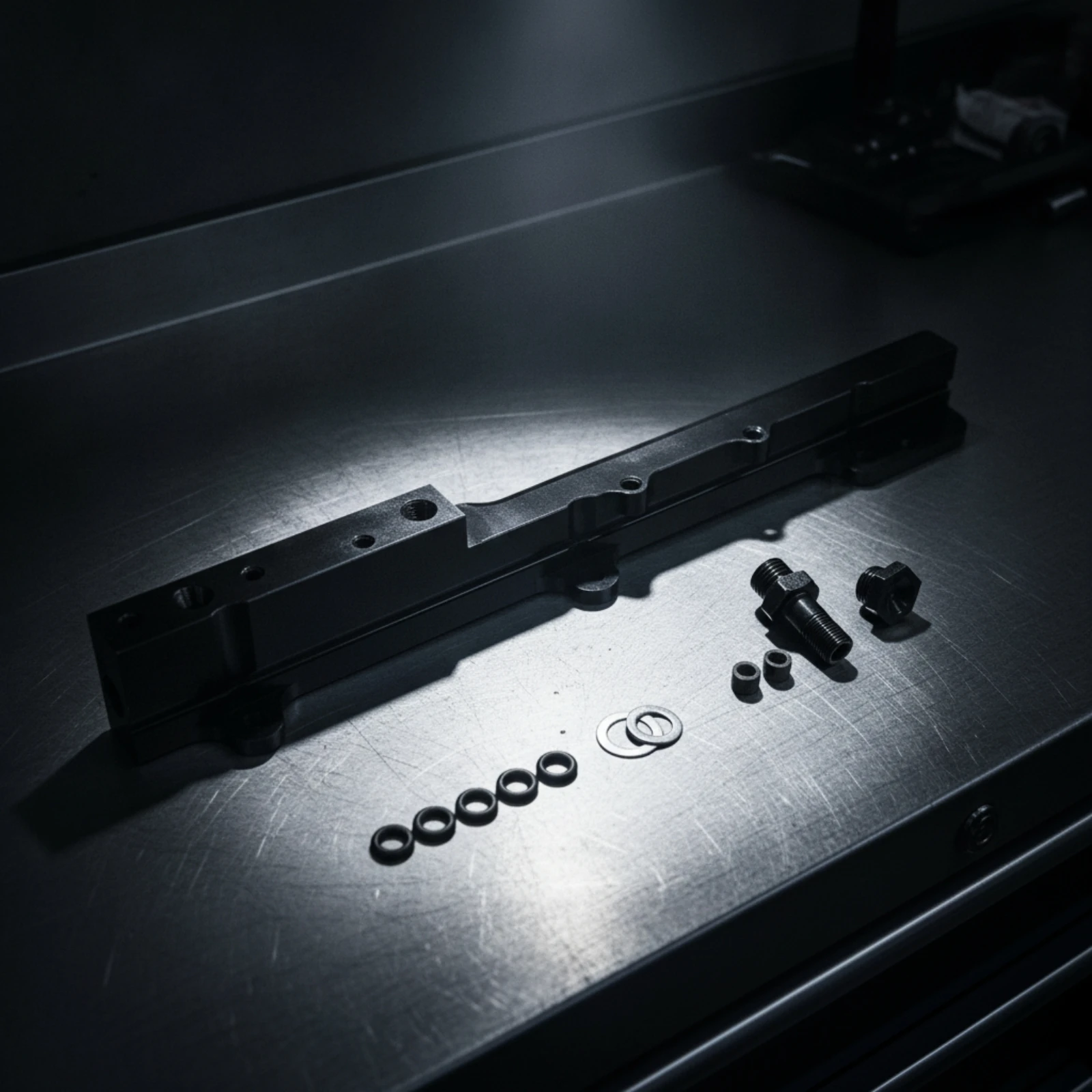 Fuel Rail Kit Aluminum High-Throughput Fuel Rail Threaded Lightweight for Car Tuners, Engine Swaps, Track Builds