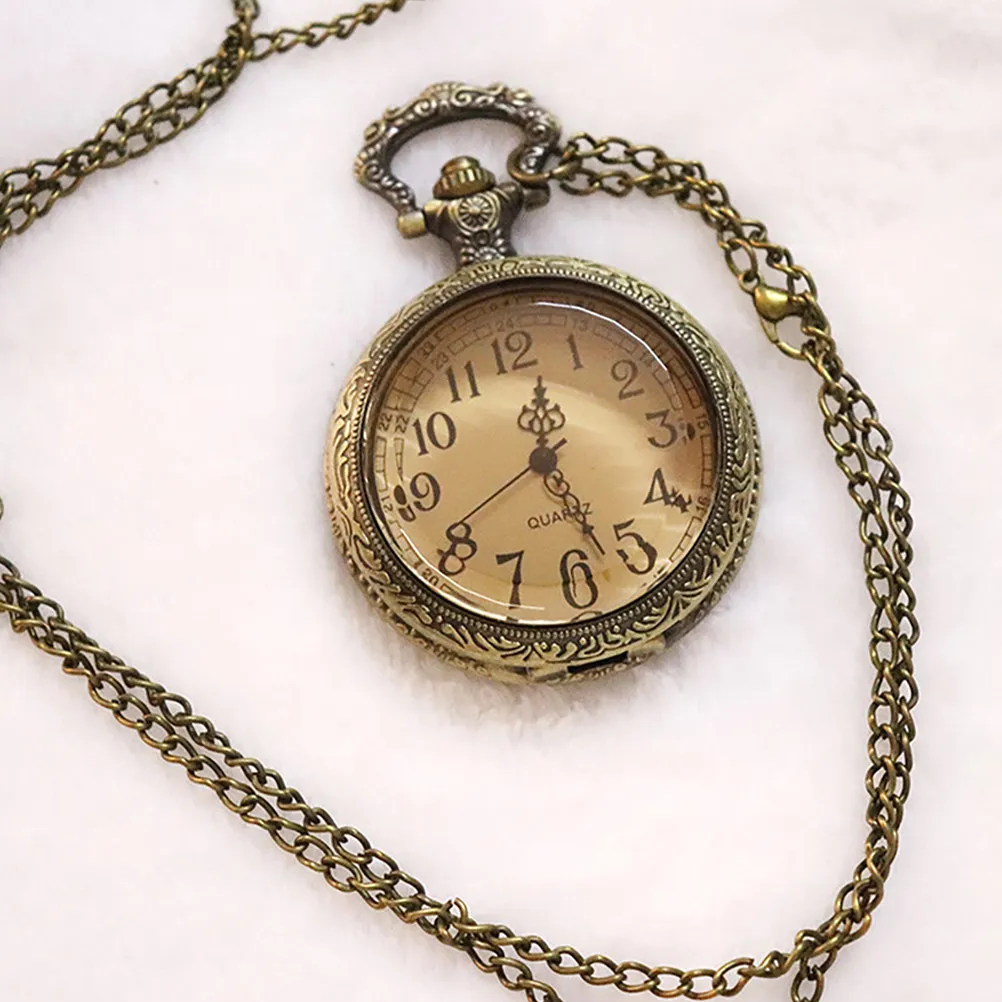 2-個のレトロ懐中時計頑丈な合金クラムシェルケースチェーン付きヴィンテージハンギングウォッチスタイリッシュでエレガントな時間計測ファッション