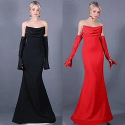 Customized  Jersey Pleat Party Mermaid Strapless Bespoke Occasion Gown Long Dresses Sexy Casual