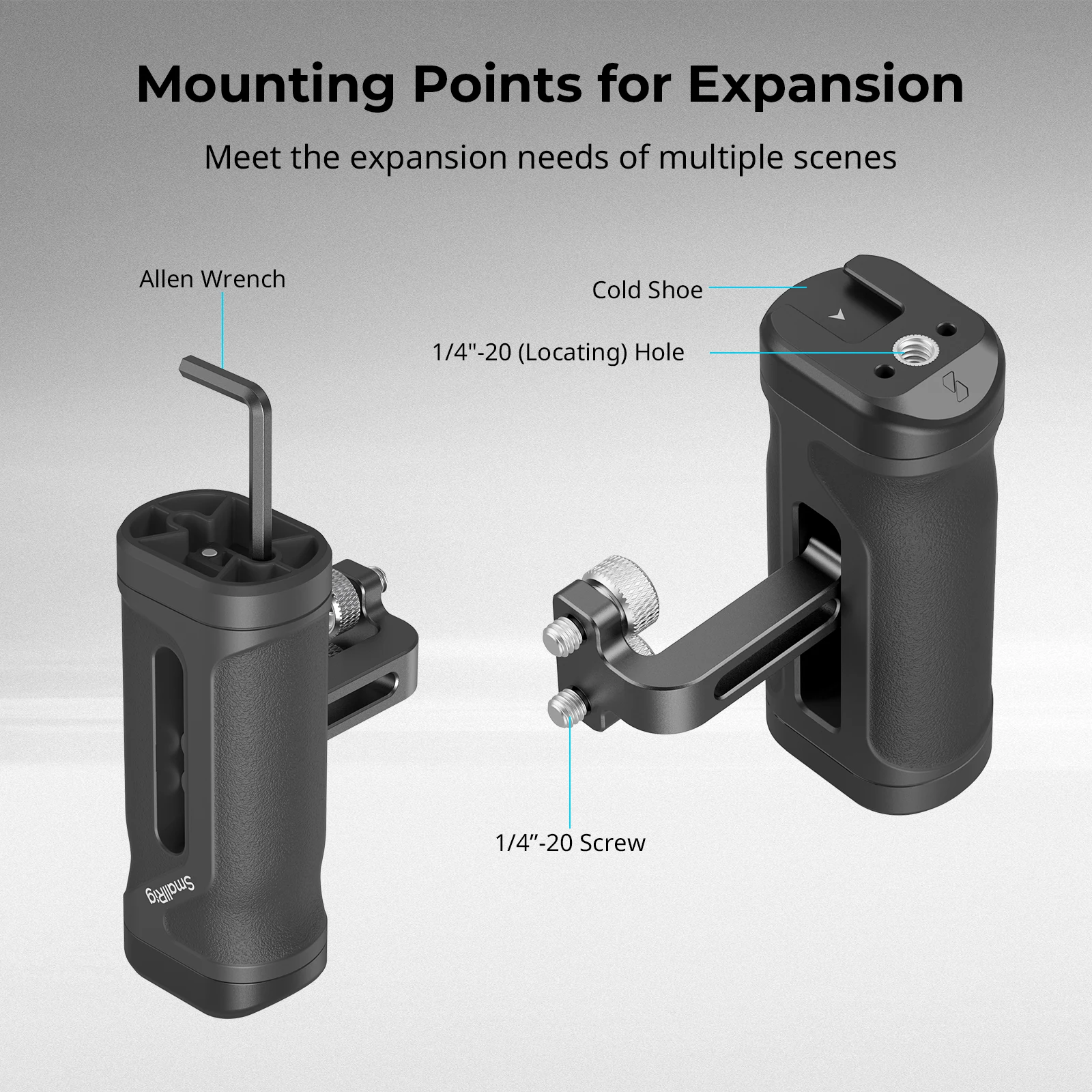 SmallRig Lightweight mini Side Handle,Special for Cameras Mobile Shooting ,Broad Compatibility, only 116g Can Load 5kg 4755