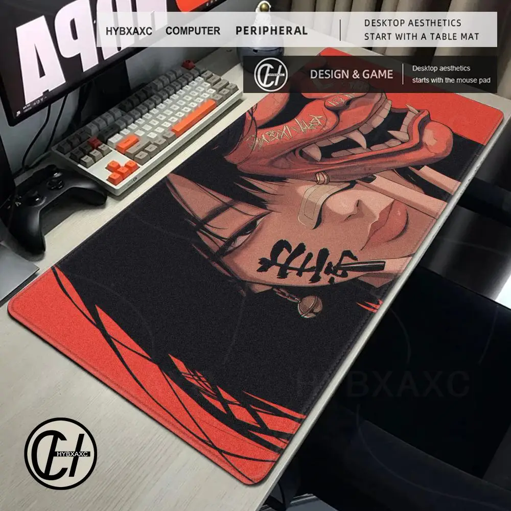 

Large Gaming Samurai Oni Deskmat Japan Mask Girl Mouse Pad XXL Gamer Professional Premium Mousepad Speed Control Accessories