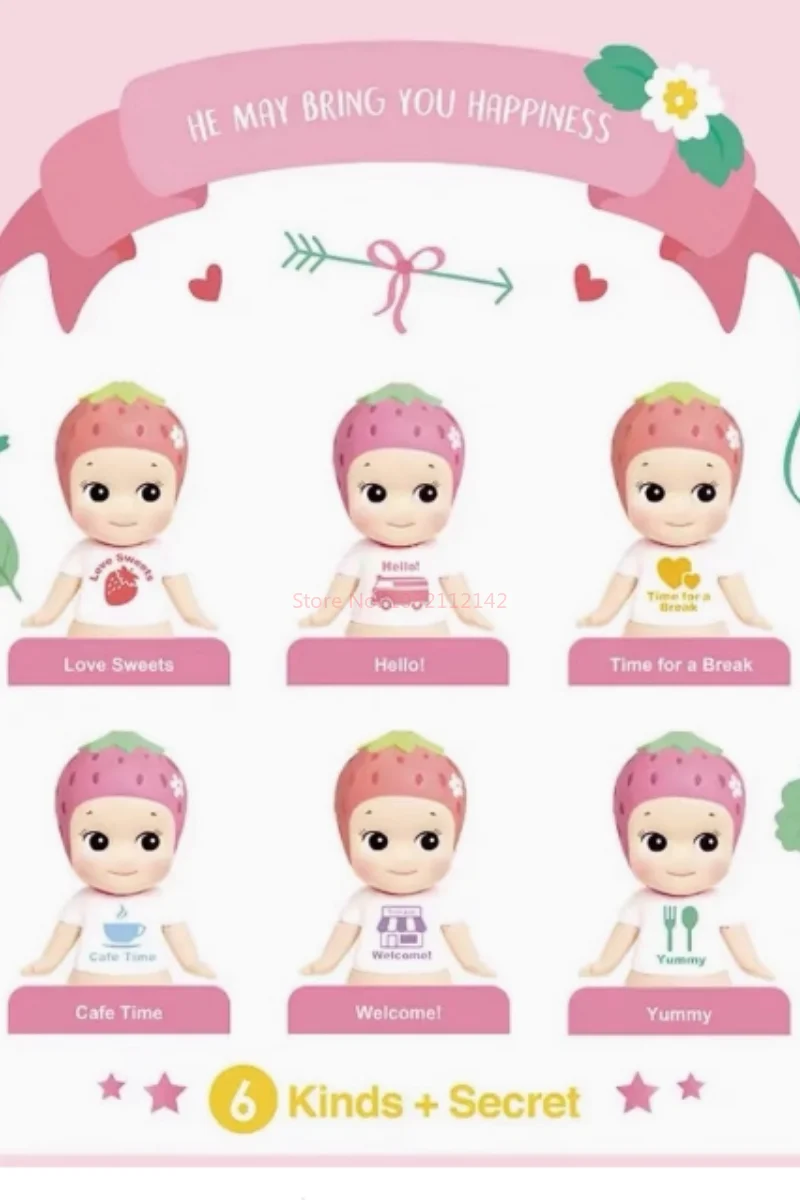 Oryginalny Sonny Angel Strawberry Cafe Serie Blind Box Party Angel Cute Fruit Image Cartoon Ornament Decoration Kid Christmas Gift