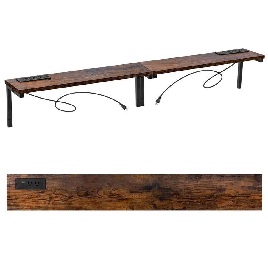 

Narrow Console Table with Outlet, 5.9 Sofa Table Behind Couch Wall Mounted, 2 Pack with 4 Power Outlets 4 USBC Ports 4.9ft Cord