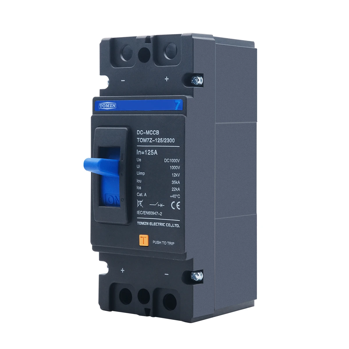 2P DC MCCB TOM7Z 1000V DC Solar Molded Case Circuit Breaker MCCB Overload Protection Switch Protector for Solar Photovoltaic PV