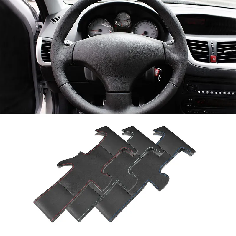 

Для Peugeot 206 2007 2008-09 207 для Citroen C2 перфорированная кожа из микрофибры, Стайлинг автомобиля, чехол на руль, аксессуары