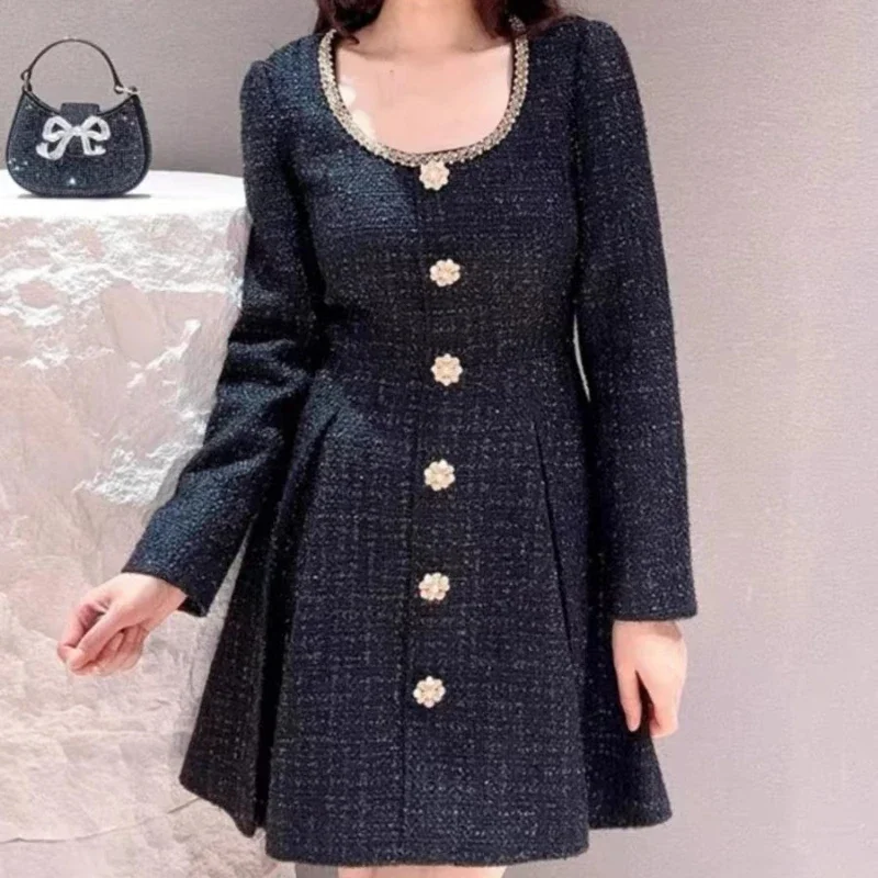 

Women's long sleeve fashionable dresses 2024 long sleeve button elegant party dresses 2024