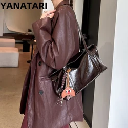 Luxury woman Shoulder bag soft leather large capacity square fashion tote bag korean Fashionable Handbag Shopping underarm bags