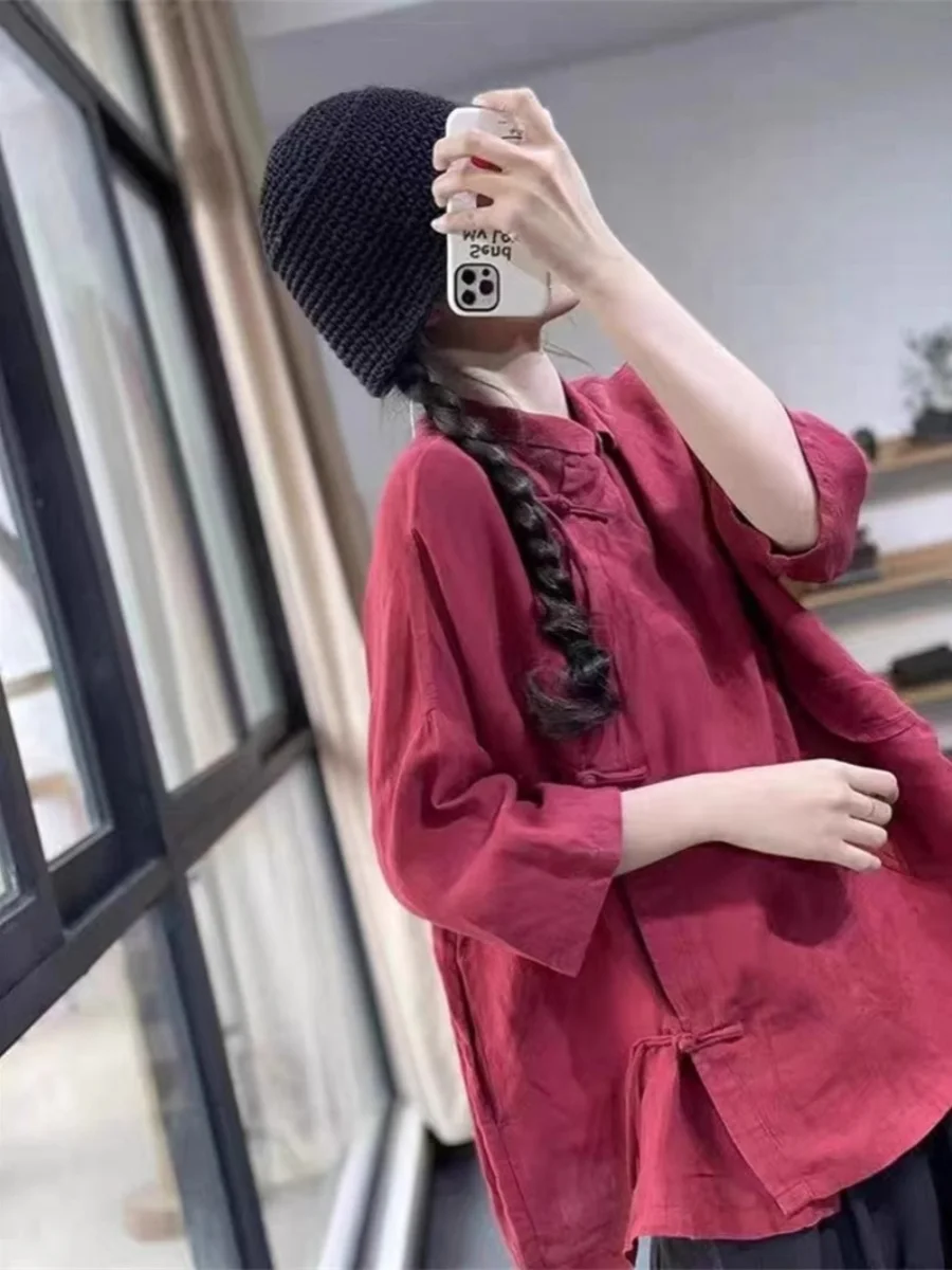 

Свободные женские кроссовки из хлопка и льна в стиле ретро в стиле дзен с дизайном пуговиц и вышивкой, осенняя мода, повседневная одежда