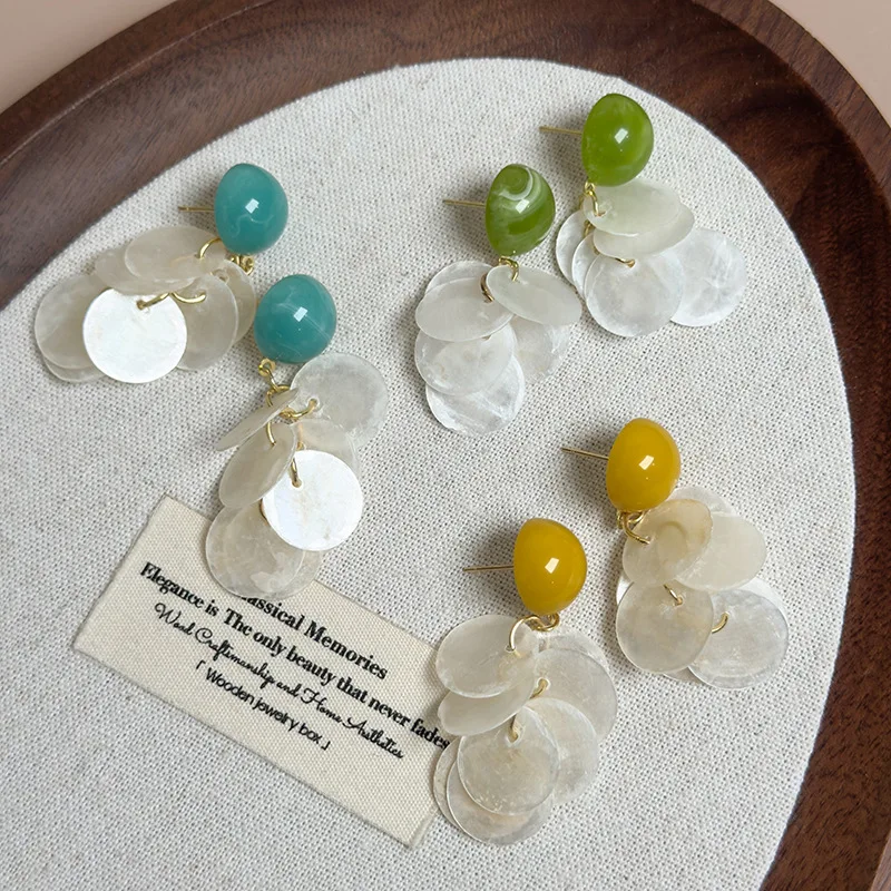 Earrings Avocado Shell Green Stud Minimalist Summer Lightweight Sweet Flattering for Women Daily Classic Chic Essential