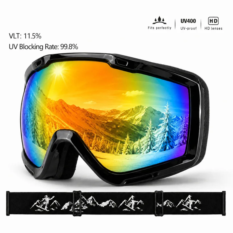 skiing equipment: ski , windproof and UV-resistant, outdoor protective eyewear, adult anti-fog goggles
