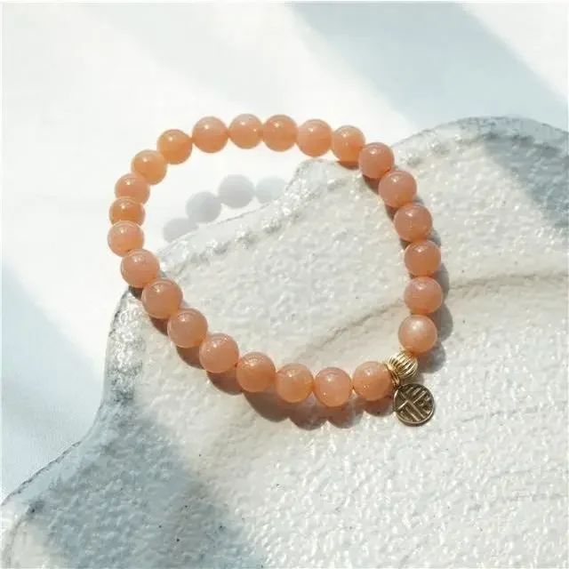 

Mencheese Natural Sunstone Sunlight Crystal Gold Sand High Quality Niche Original Creative Blessing Pendant Female Bracelet