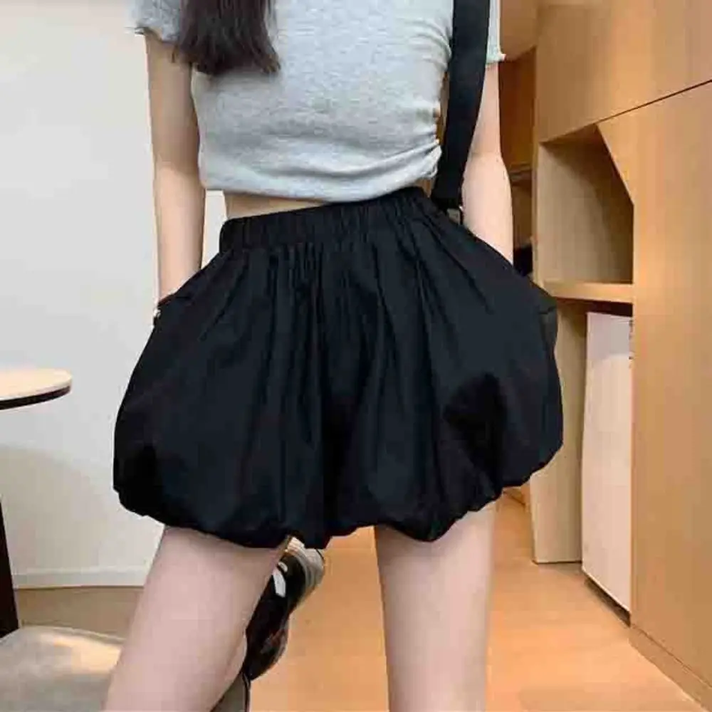 

Casual Flower Bud Lantern Shorts Wide Leg High Waist Pumpkin Shorts Women Female Clothing Streetwear Bubble Lantern Short Pants