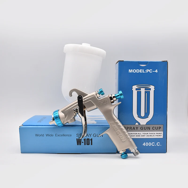 W-101 HVLP Sprayer Paint Gun 1.0/1.3/1.5/1.8mm Nozzle Sprayer Gun With 400CC Industrial Plastic cup for Cars Furniture
