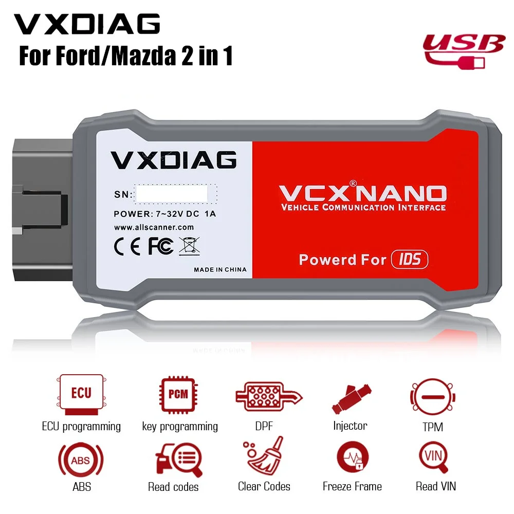 VXDIAG USB VCX NANO for Ford/Mazda 2 in 1 Diagnostic Tool Supports Win10