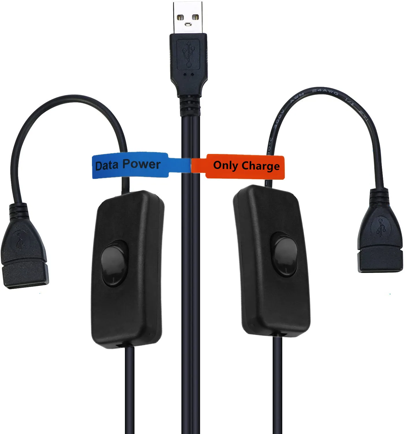 Cavo di prolunga USB Y con interruttore ON/Off USB 2.0 maschio a femmina Splitter 1x dati USB e alimentazione femmina e 1x USB Power femmina