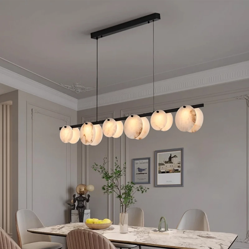 Imagem -03 - Modern Led Pendant Light Retro Ring Stone Chandelier Restaurante Sala de Jantar Quarto Cozinha Home Decor Mármore Hanglamp Vintage