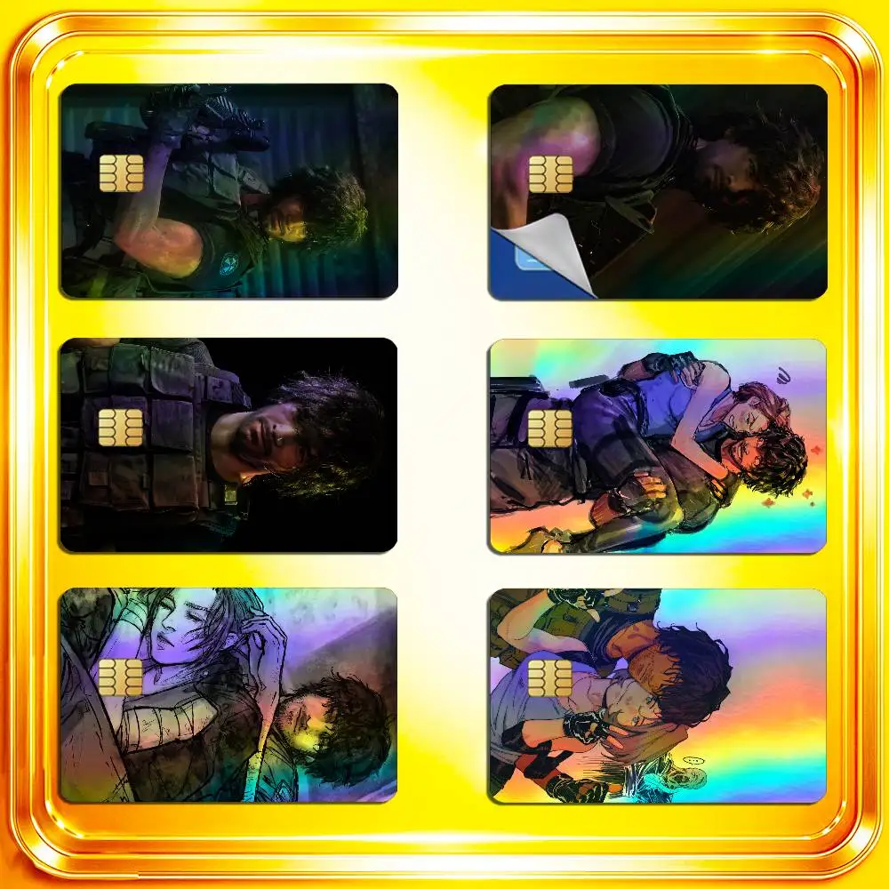 For Resident Evil Carlos Oliveira Credit Bank Sticker ID Access Card Cover Skin Rainbow Color Laser Stickers Film