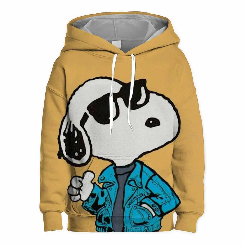 Snoopy White Cartoon Anime Children Pullover Tops 2024 New Fashion Boy Girl Kids Hoodies Spring Autumn Children's Sweatshirt