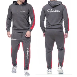 2020 New Printing Gamakatsu Fishing Solid Color Casual Autumn Men Hoodies + Pants Two-Piece Tracksuit Trendy Sportswear Set