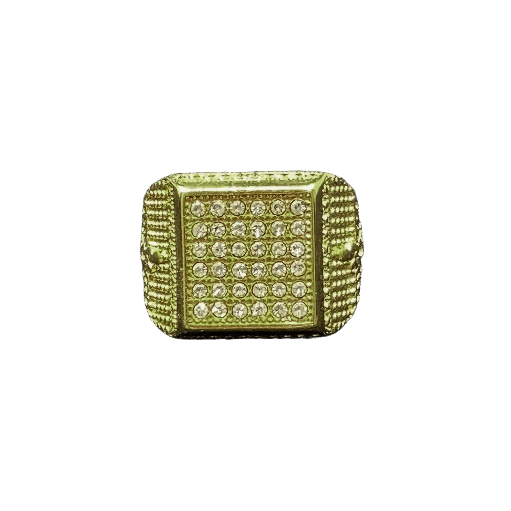 

Высококачественное позолоченное кольцо 18 карат на заказ, роскошная инкрустация бриллиантами, изысканная упаковка, мужское украшение в стиле хип-хоп.