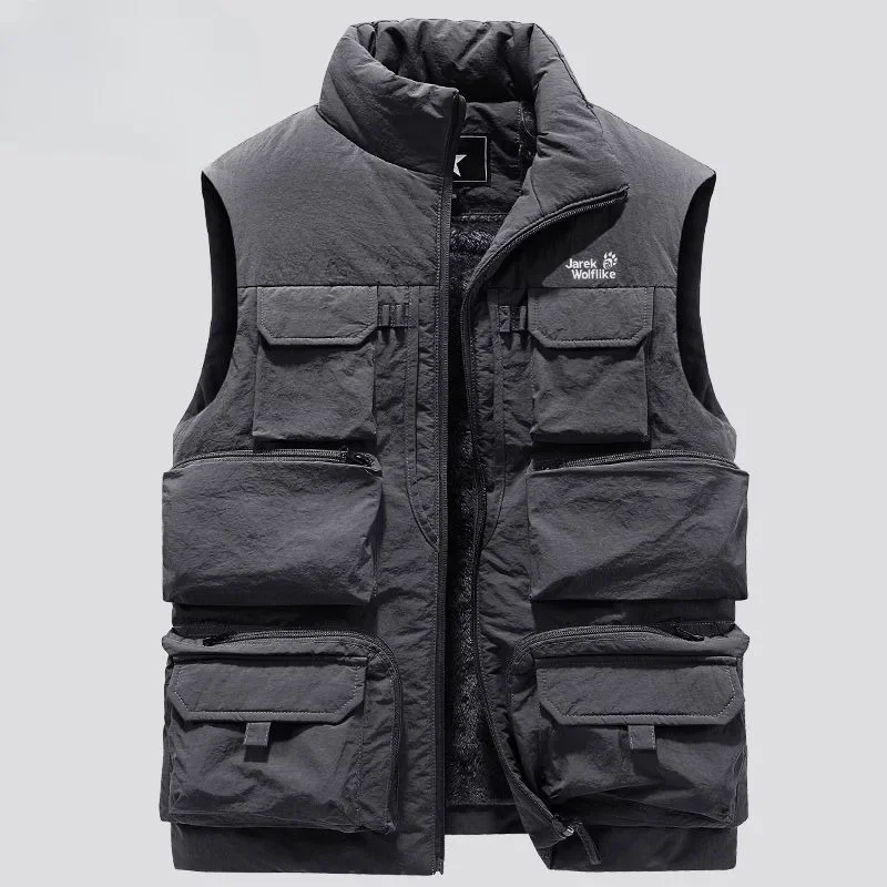 

Жилет, осенний мужской износостойкий жилет большого размера с несколькими карманами, мужской жилет для занятий спортом на открытом воздухе, ветрозащитная утепленная верхняя одежда