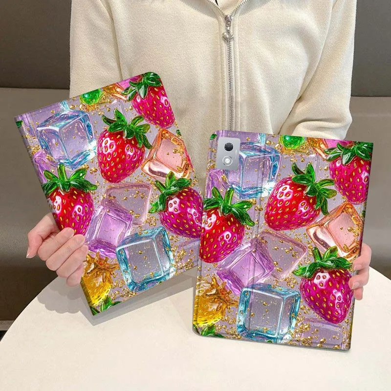 

Apple strawberry pattern For Legion Xiaoxin Pad P12 Pro Y900 GT 2023 2025 12.1 12.7 14.5 inch Tablet Case