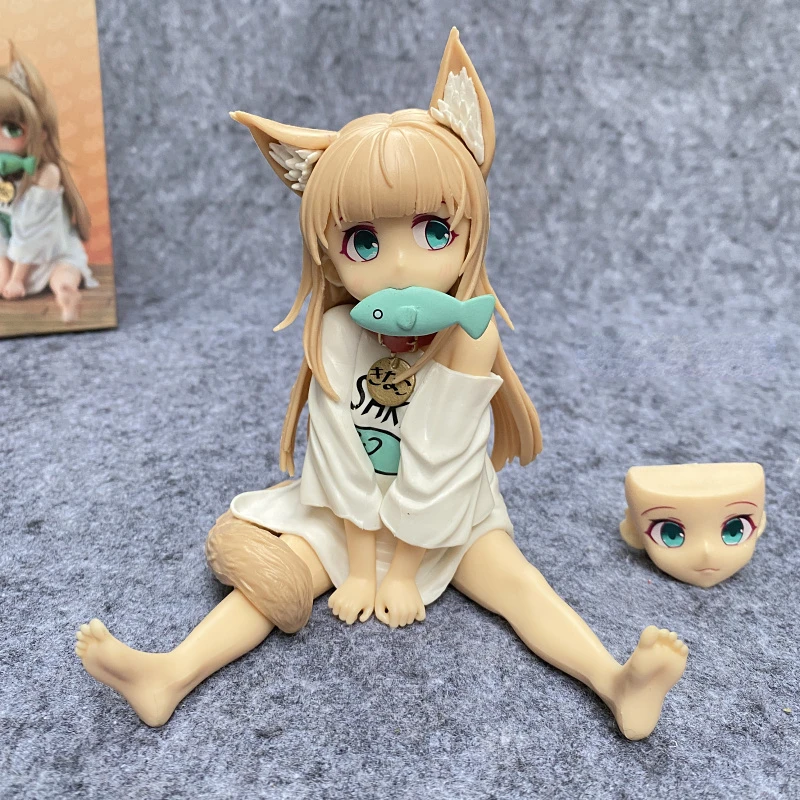 

Cute Soya Powder Hobby Sakura Soybean Flour Sit and Eat Fish Anime Figure Collectible PVC Model Doll Toy for Kids Gifts