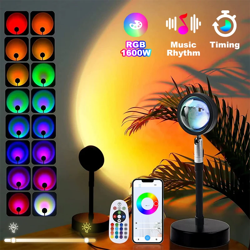 Kontrola aplikacji lampa tęczowa o zachodzie słońca, Tuya Smart RGB Bluetooth, dekoracja ścienna do sypialni