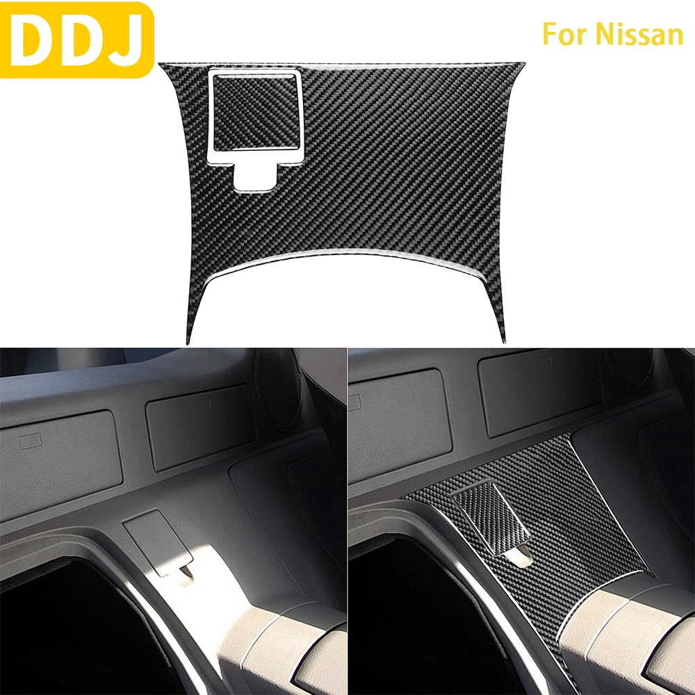 

For Nissan 350Z Z33 2003-2009 Car Carbon Fiber Accessories Back Row Central Panel Storage Door 3D Sticker Modified Interior