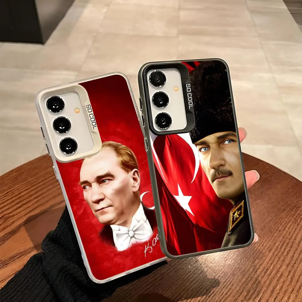 

Turkey Mustafa Kemal Ataturk Phone Case For Samsung Galaxy S24 S23 S22 S21 S20 Note20 Ultra Plus Fe colored silver Cover
