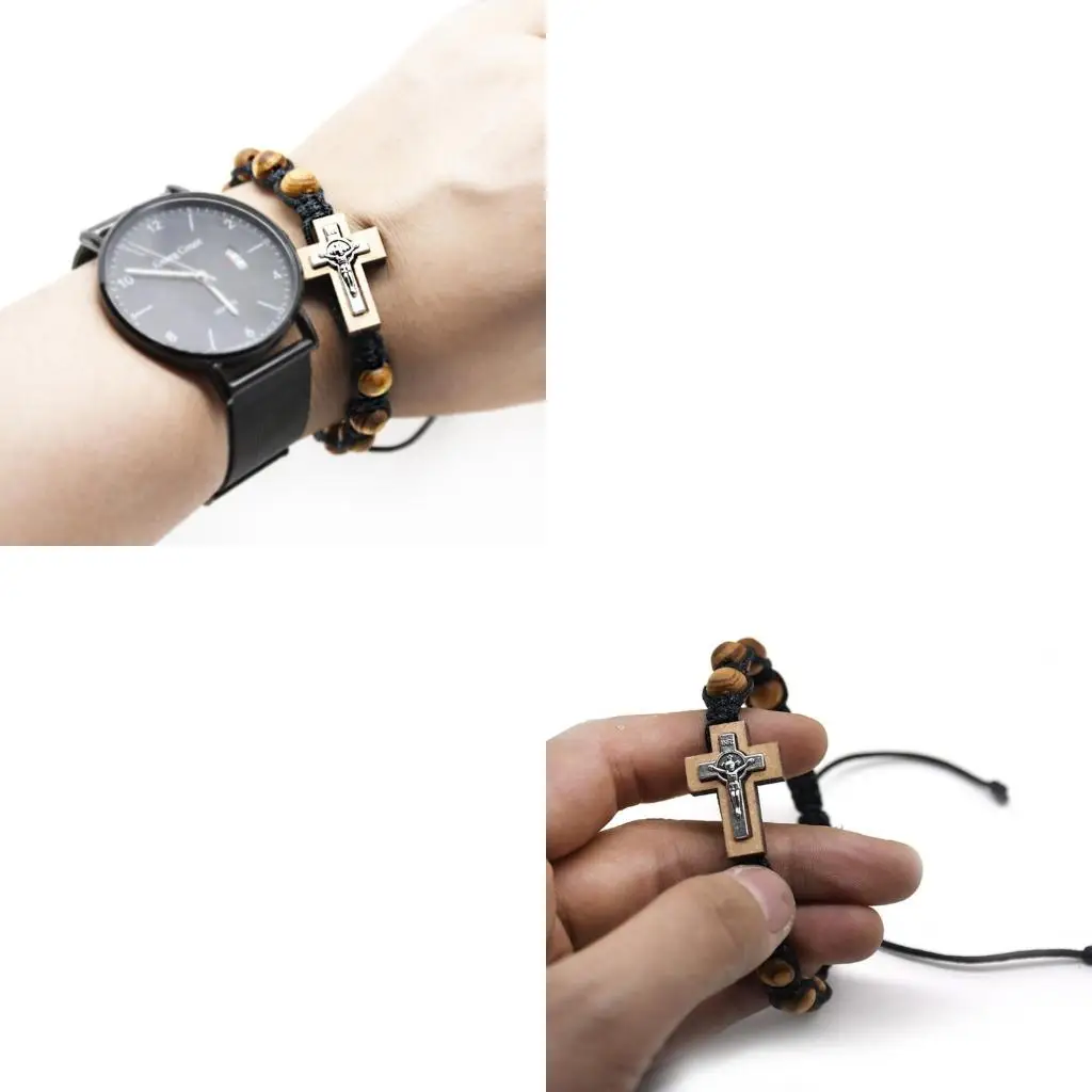Prayer Charm Rosary Bracelets Adjustable Wristband Jewelry Gift for Women