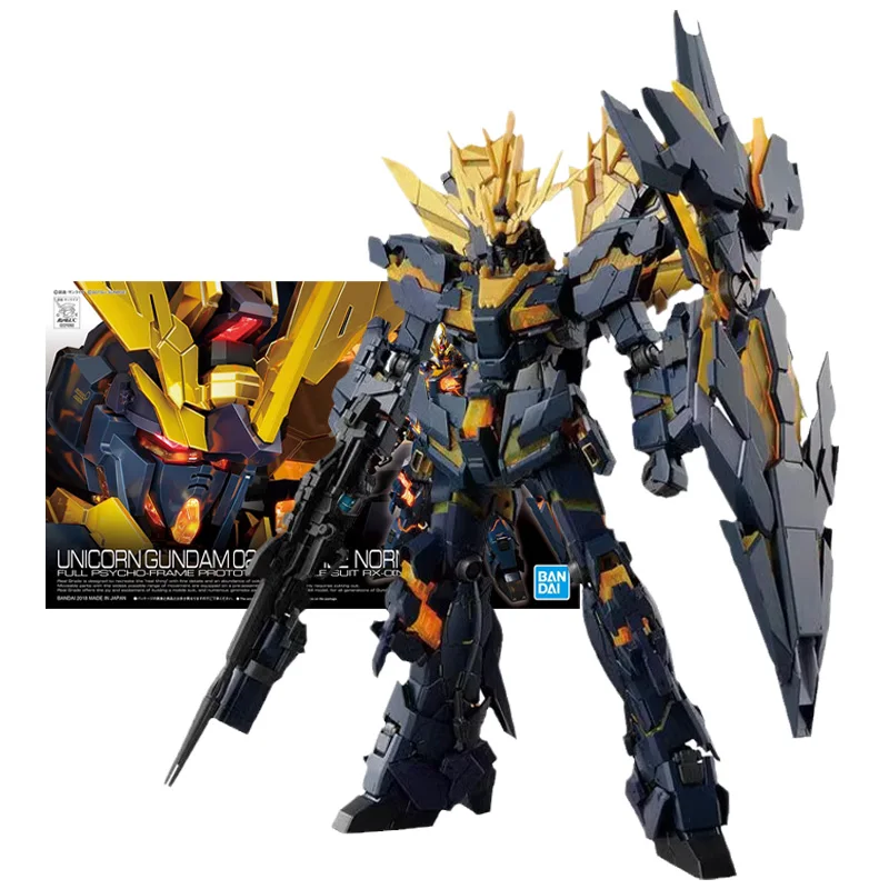 Bandai-figuras de acción de Gundam para niños, juguetes de colección de Gundam, RG 1/144, Unicorn Gundam 02, Banshee Norn